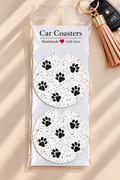 Black & White Paw Print Car Coasters
