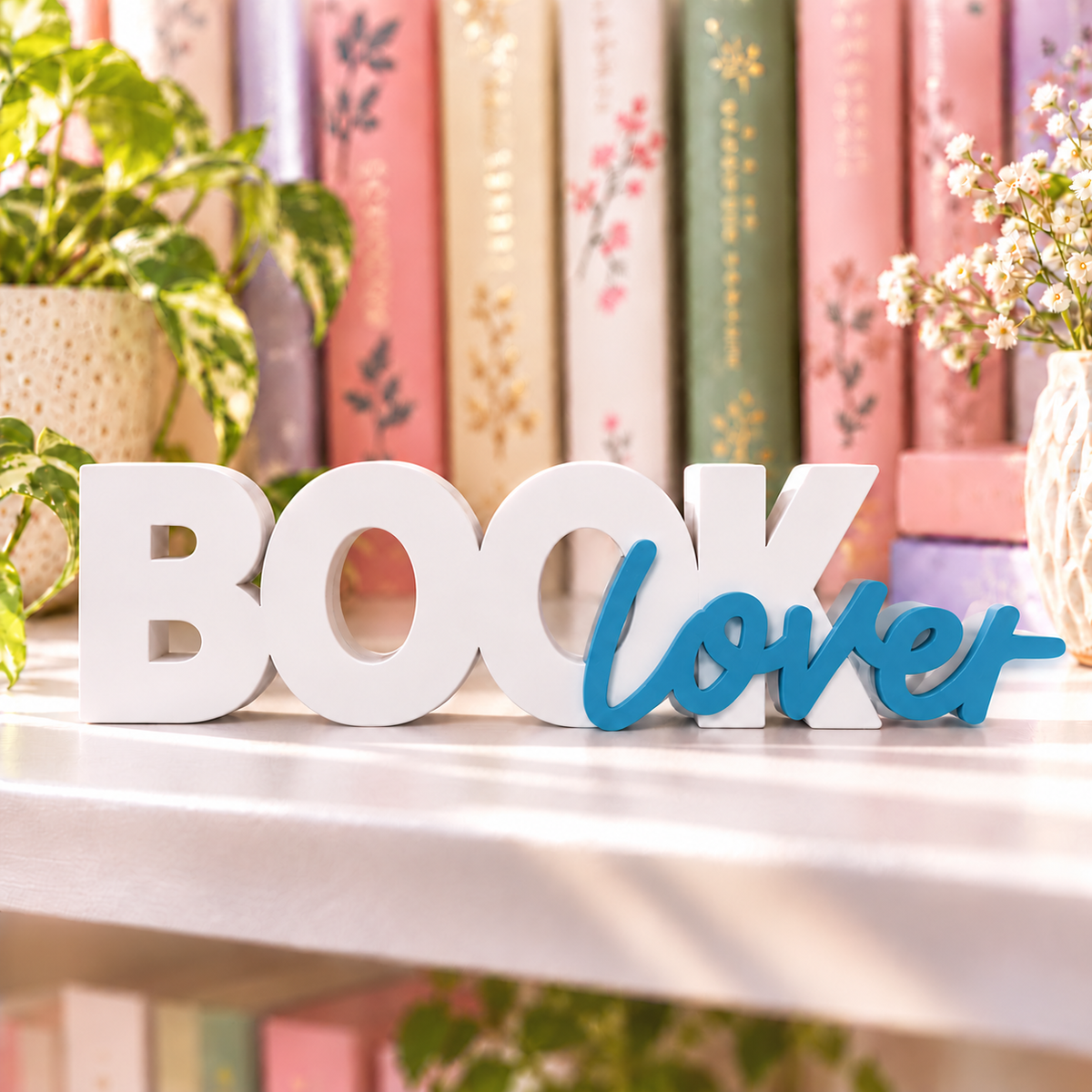 Book Lover Sign – 3D Printed Shelf Decor for Readers