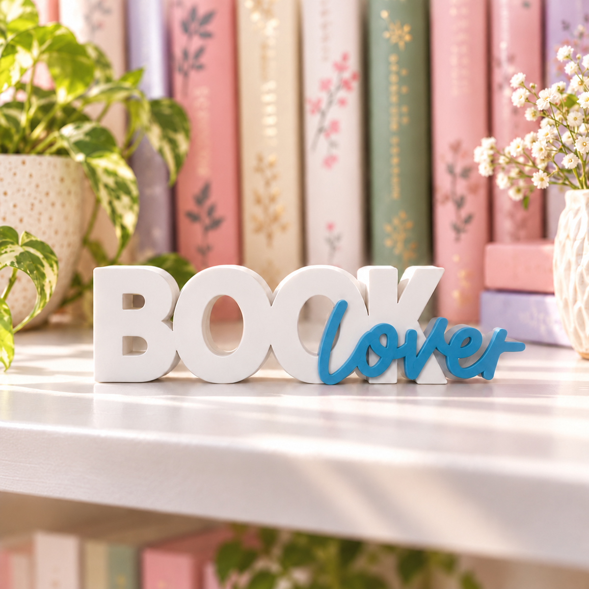 Book Lover Sign – 3D Printed Shelf Decor for Readers