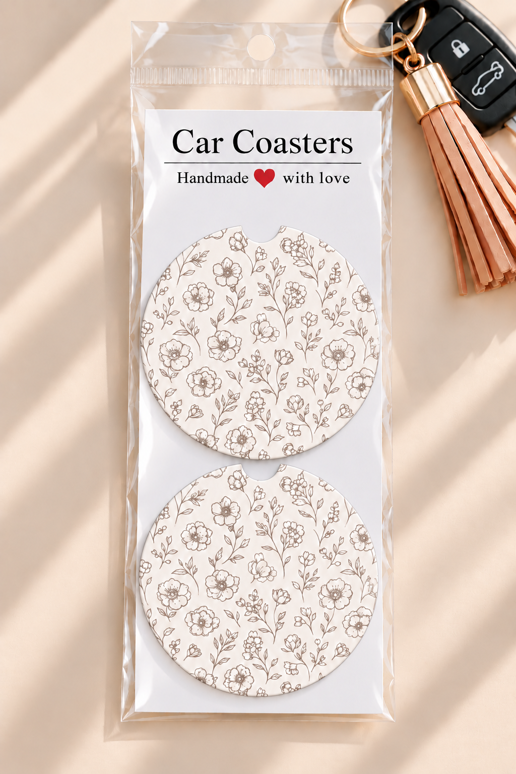 Boho Floral Car Coasters