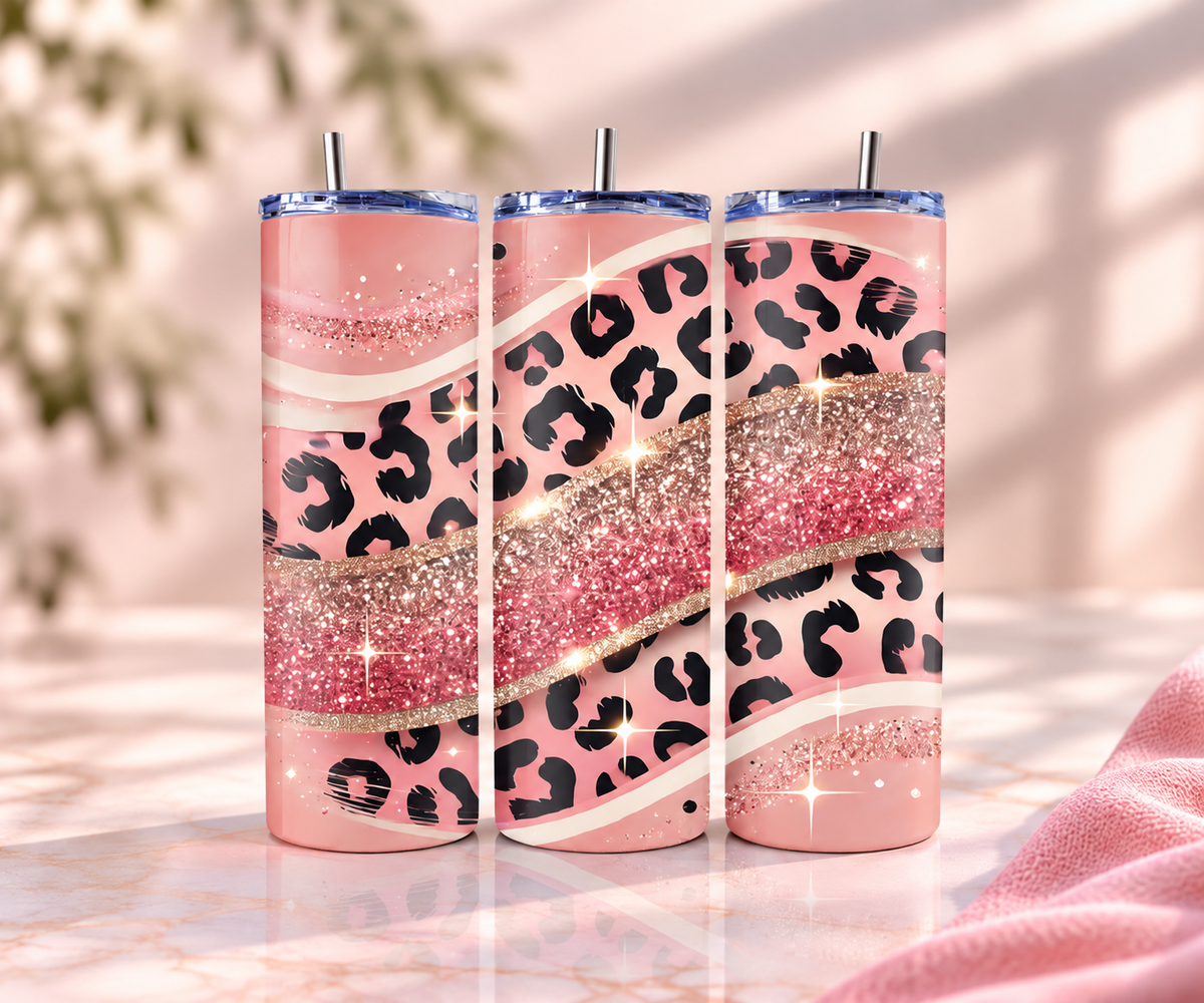Pink Cheetah Sparkle Skinny Tumbler