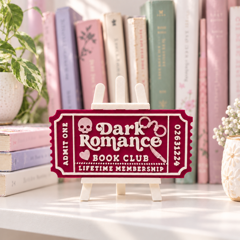 Dark Romance Book Club Ticket | 3D Printed Bookish Shelf Decor