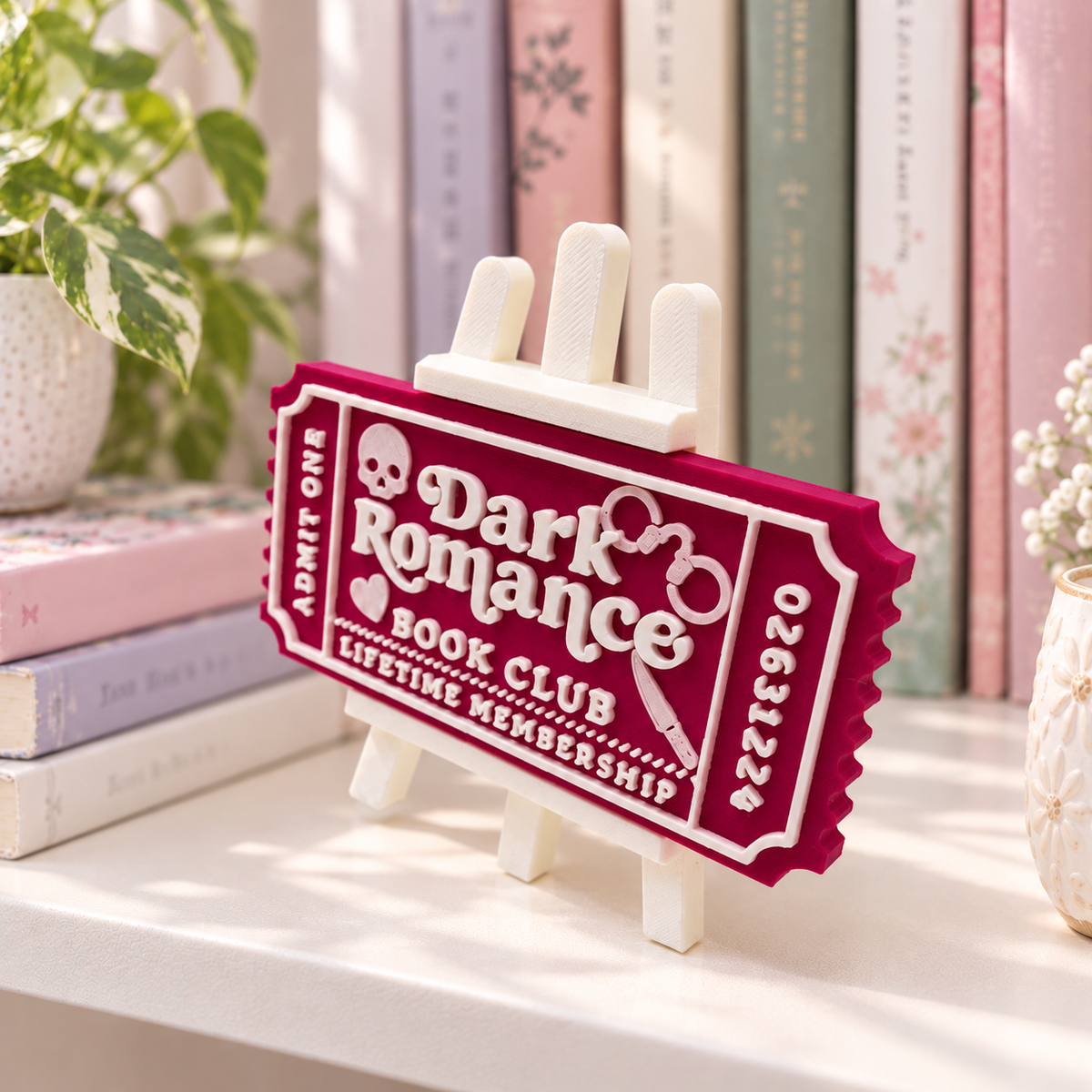 Dark Romance Book Club Ticket | 3D Printed Bookish Shelf Decor