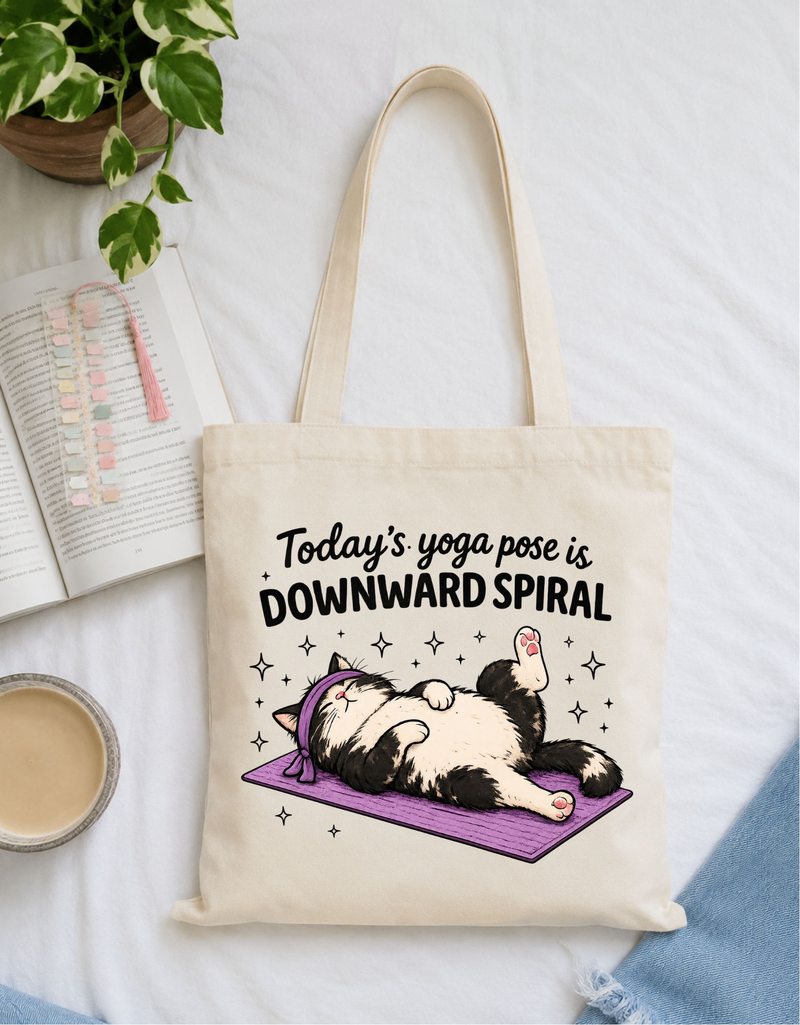 Downward Spiral Cat Tote Bag