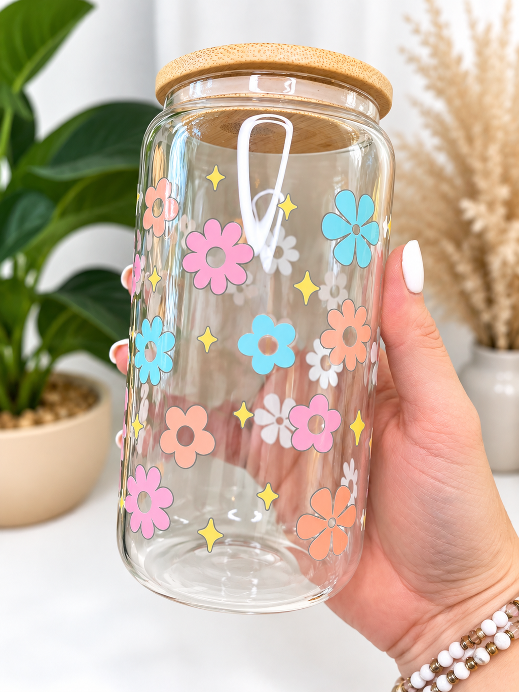 "Happiness Comes in Waves" Glass Can Tumbler