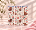 Highland Cow & Florals Skinny Tumbler