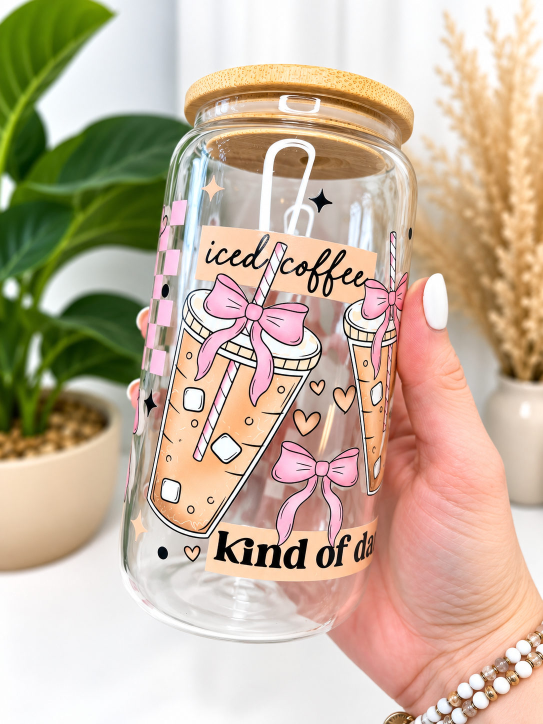 "Iced Coffee Kind of Day" Glass Can Tumbler