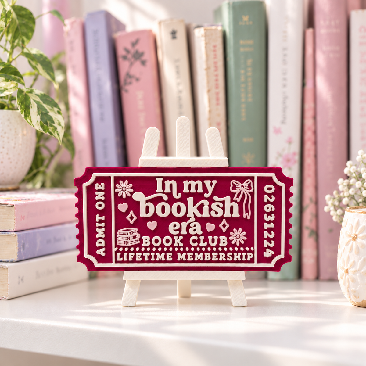 In My Bookish Era Book Club Ticket | 3D Printed Bookish Shelf Decor
