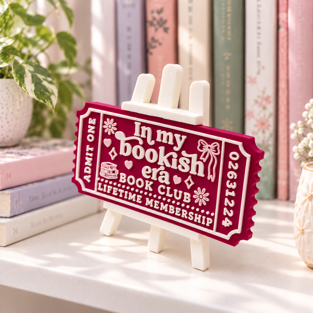 In My Bookish Era Book Club Ticket | 3D Printed Bookish Shelf Decor