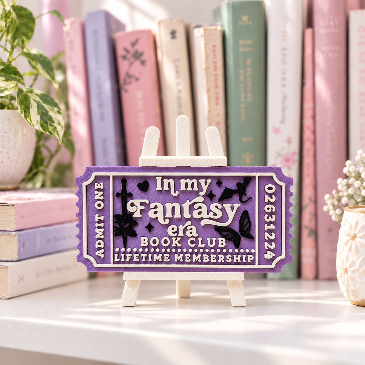 In My Fantasy Era Book Club Ticket | 3D Printed Bookish Shelf Decor