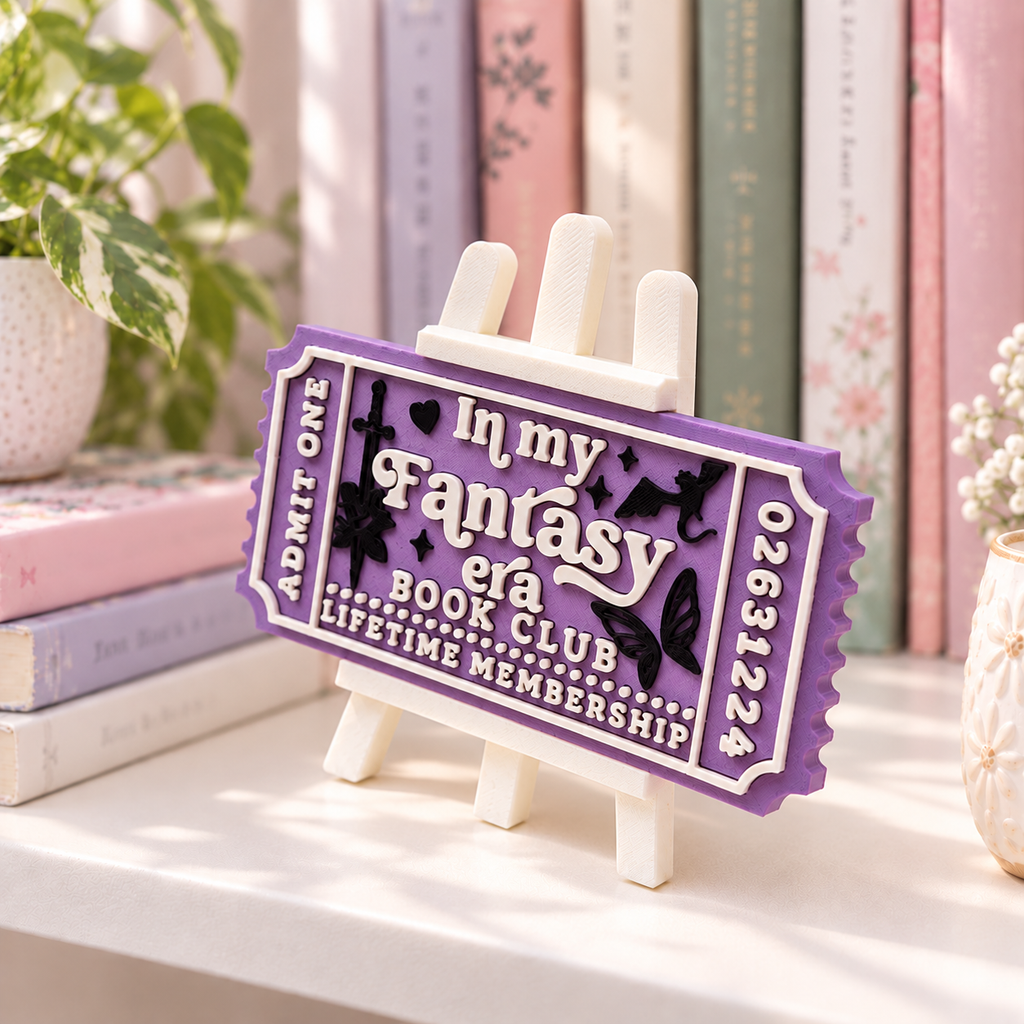 In My Fantasy Era Book Club Ticket | 3D Printed Bookish Shelf Decor