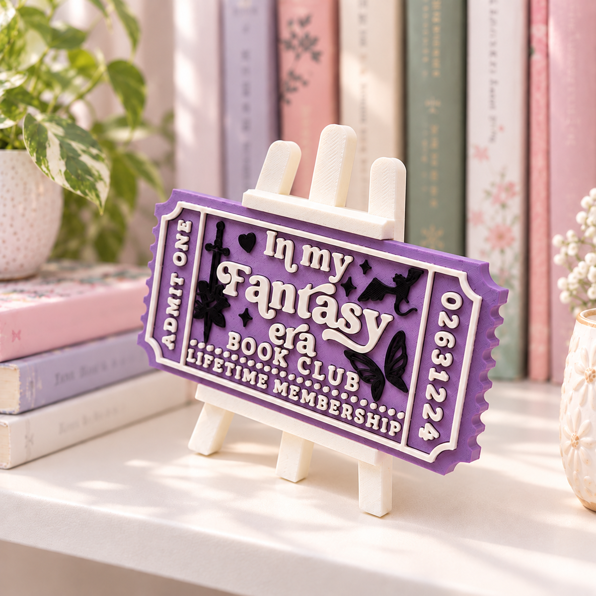 In My Fantasy Era Book Club Ticket | 3D Printed Bookish Shelf Decor