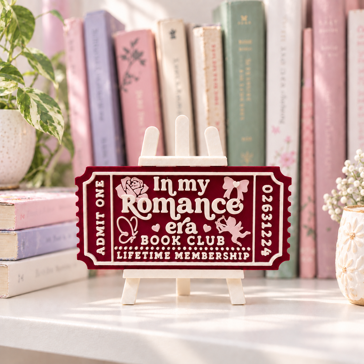 In My Romance Era Book Club Ticket | 3D Printed Bookish Shelf Decor
