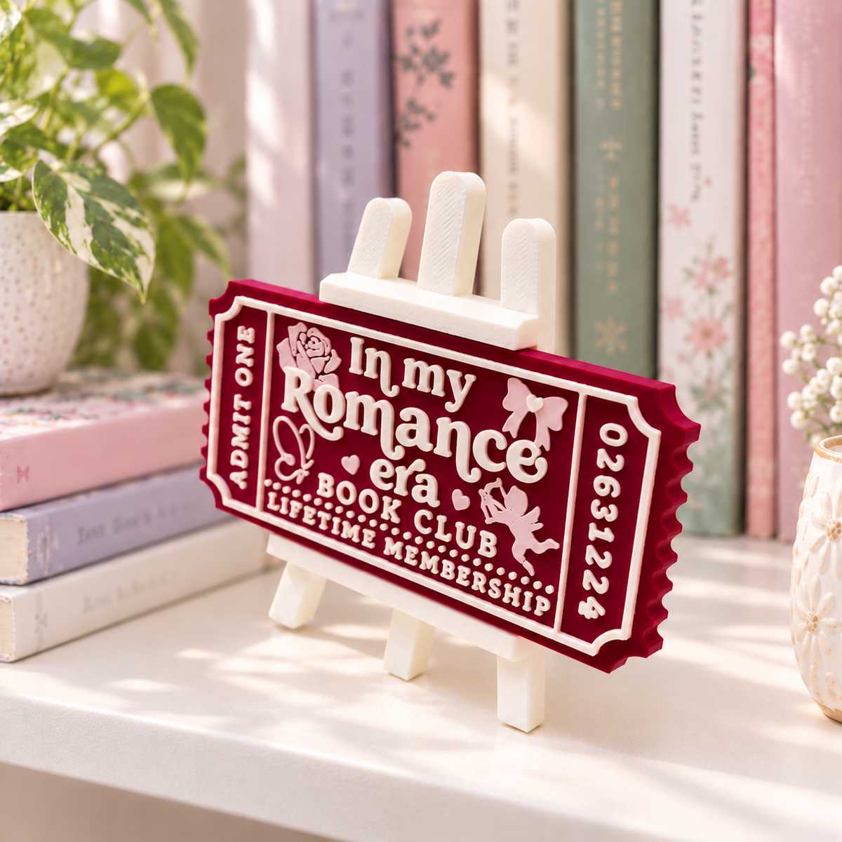 In My Romance Era Book Club Ticket | 3D Printed Bookish Shelf Decor