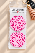 Pink Leopard Car Coasters