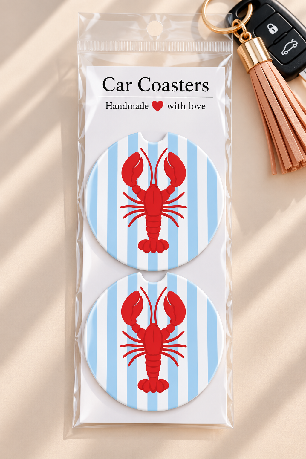 Preppy Lobster Car Coasters