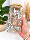Mushroom & Iced Coffee Glass Can Tumbler