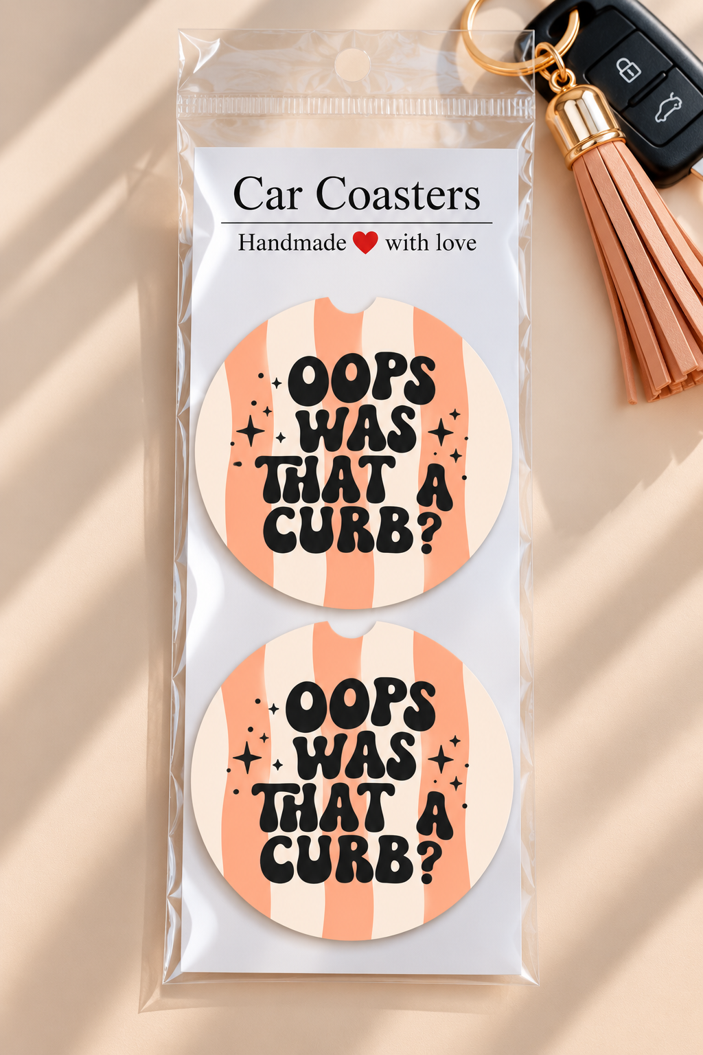 "Oops Was That a Curb?" Car Coasters
