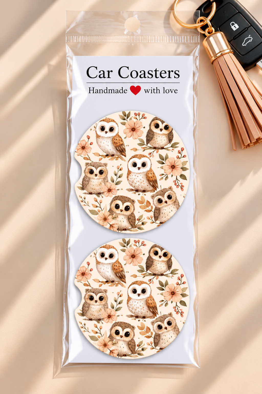 Woodland Owls Car Coasters