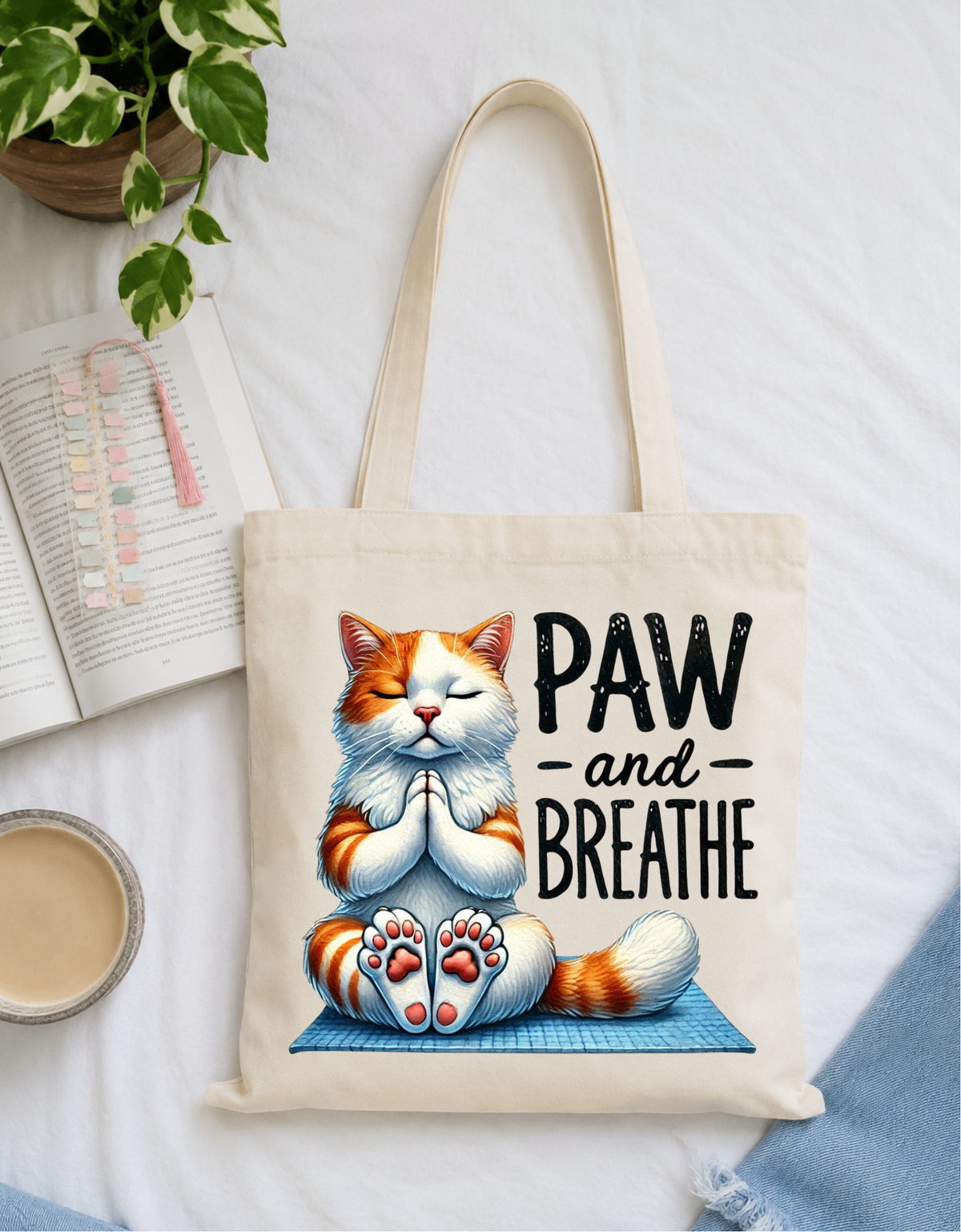 Paw and Breathe Tote Bag