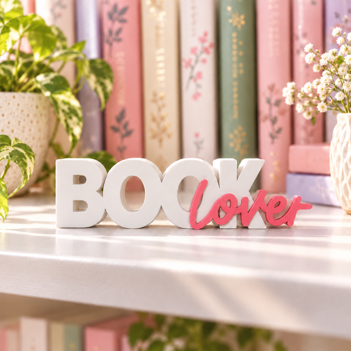 Book Lover Sign – 3D Printed Shelf Decor for Readers