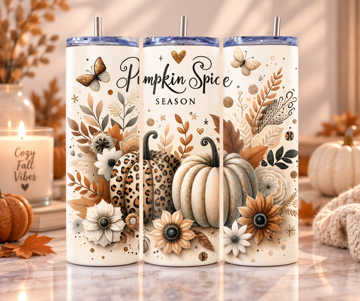 "Pumpkin Spice Season" Leopard Pumpkin Skinny Tumbler