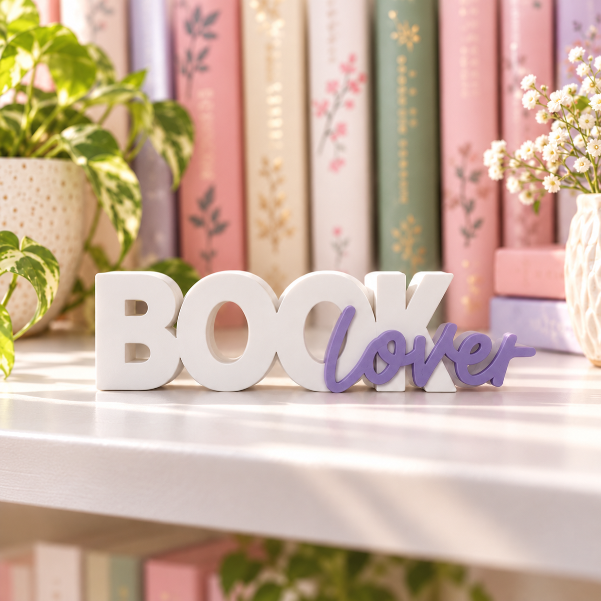 Book Lover Sign – 3D Printed Shelf Decor for Readers