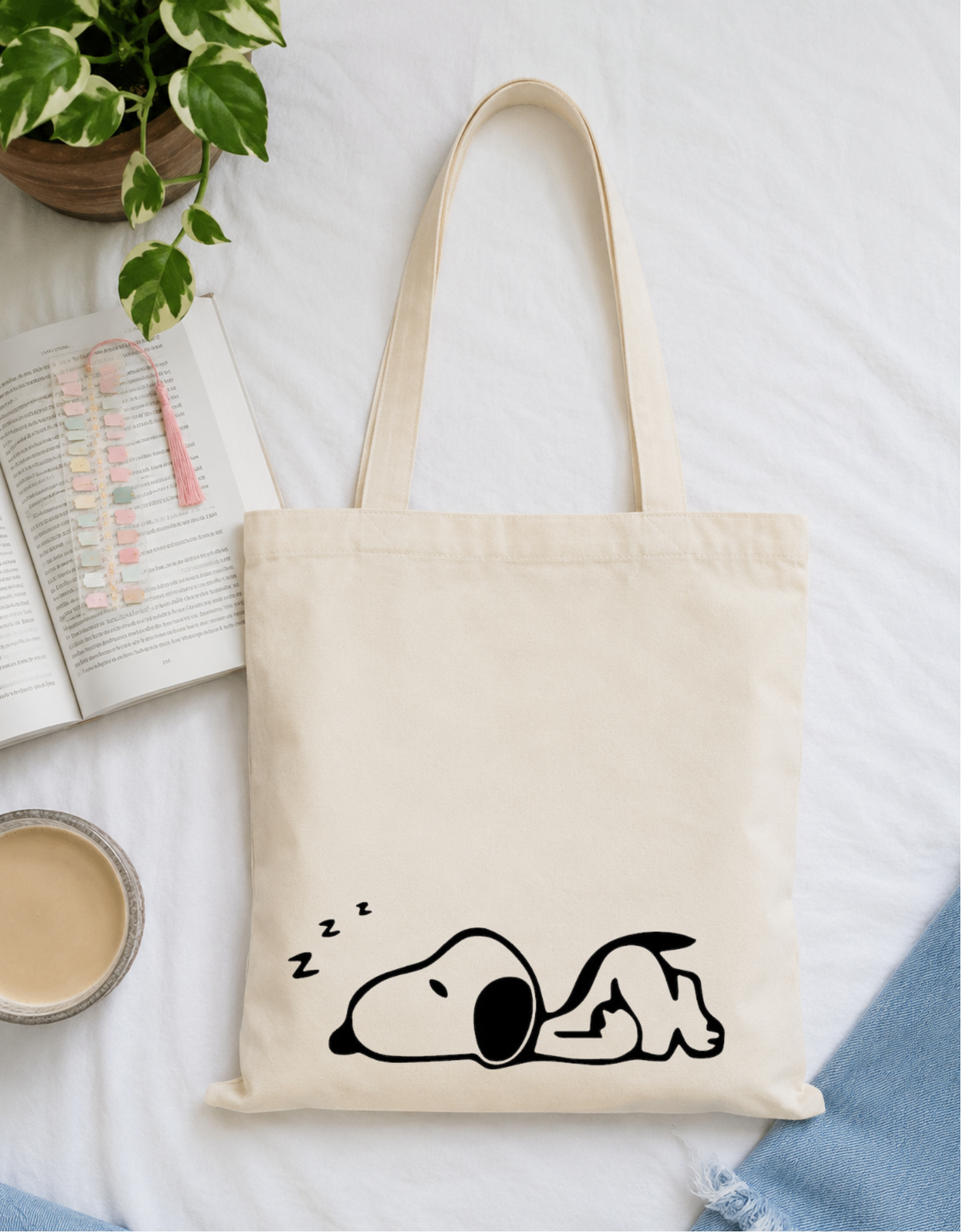 Sleepy Pup Tote Bag