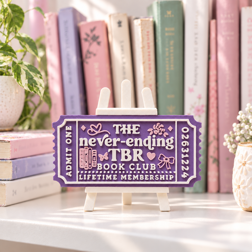 The Never-Ending TBR Book Club Ticket | 3D Printed Bookish Shelf Decor