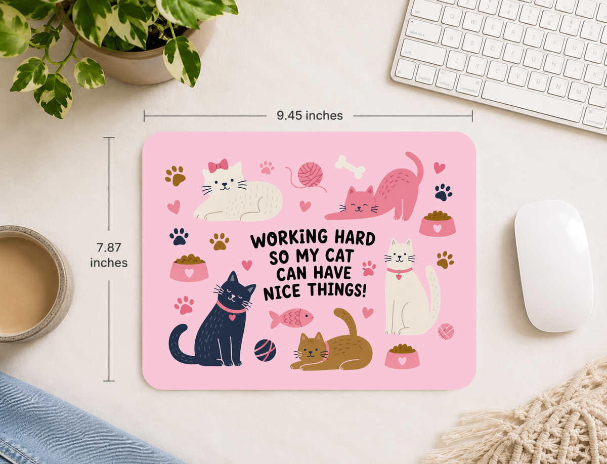 Working Hard So My Cat Can Have Nice Things Mousepad